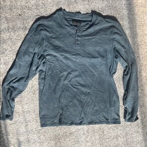 Lucky Brand Men's Long Sleeve Henley Shirt Blue (L)